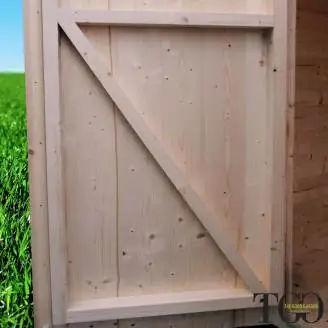 Caseta de madera 1,5x1 m adosada para herramientas con puerta de una sola ventana