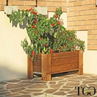 Jardinera de madera para exterior GardenBox sobre suelo grande color castaño 81 x 64 x 40 cm