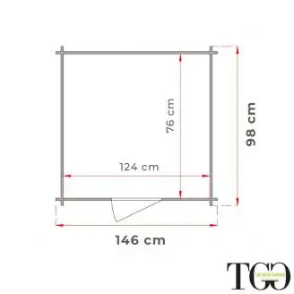 Caseta de madera 1,5x1 m adosada para herramientas con puerta de una sola ventana