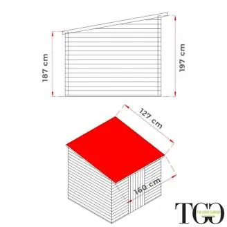 Caseta de madera 1,5x1 m adosada para herramientas con puerta de una sola ventana