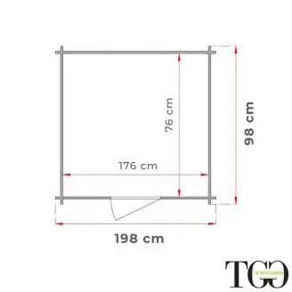 Caseta de madera 2x1 m Adosada para Herramientas con puerta ventana doble 198x98 cm