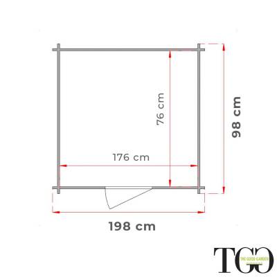 Cobertizo de madera 2x1 m adosado para herramientas con puerta de doble ventana