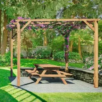 Pérgola de Madera 3x3 para Exteriores y Jardines en Pino Macizo Impregnado en Autoclave