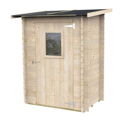 Caseta de madera 1,5x1 m Adosada para Herramientas con puerta ventana simple Natural Jack