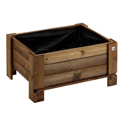 Jardinera de madera para exterior GardenBox sobre suelo grande color castaño 81 x 64 x 40 cm