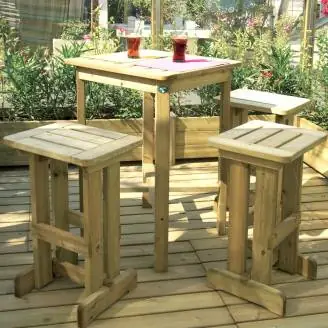 Mobiliario de exterior - Taburete alto de exterior en madera Rex 40x45x h8...