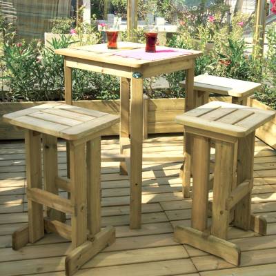 Taburete alto de exterior en madera Rex 40x45x h80 cm