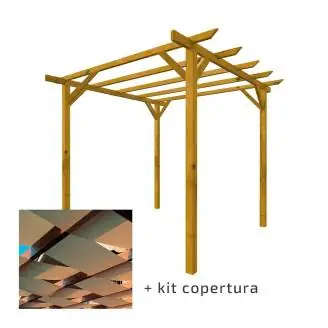 Pérgola 3x3 completa con kit de cobertura color ECRÙ