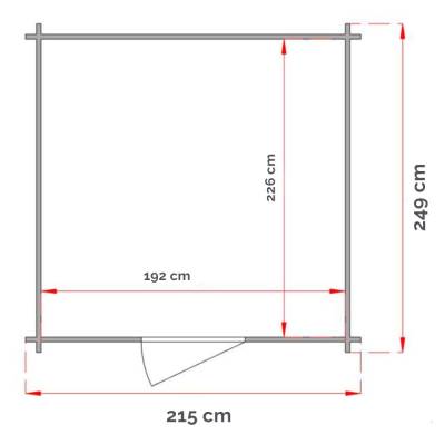 Cobertizo de herramientas de madera Willa 215x249 con puerta de doble ventana