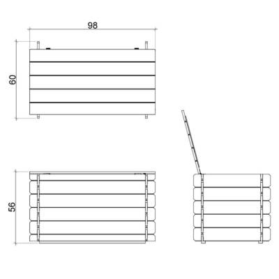 Baúl de madera para exterior Giunone 98X60X54H CM