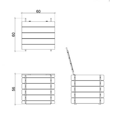 Baúl de madera para exterior Gaia 60x60x54H CM