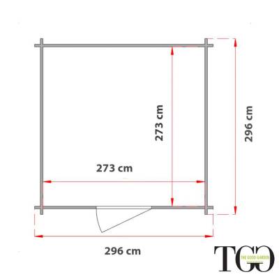 Casa de jardín de madera Ponza 3x3 m con puerta ventana doble - PISO EXCLUIDO