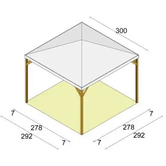 Cenador de madera Tooy 3x3 completo con tela de sombra de PVC antigranizo