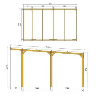 Pérgola de madera 3x5 CarPort, refugio y sombra para vehículos