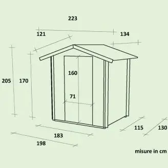 Caseta de jardín de madera Liana 198x130cm para herramientas con una sola puerta y ventana