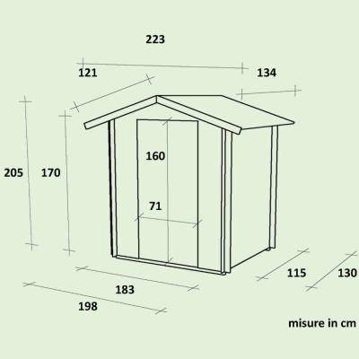 Caseta de jardín de madera Liana 198x130cm para herramientas con una sola puerta y ventana