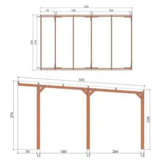 Pérgola de madera color castaño 3x5 CarPort para coche y sombra