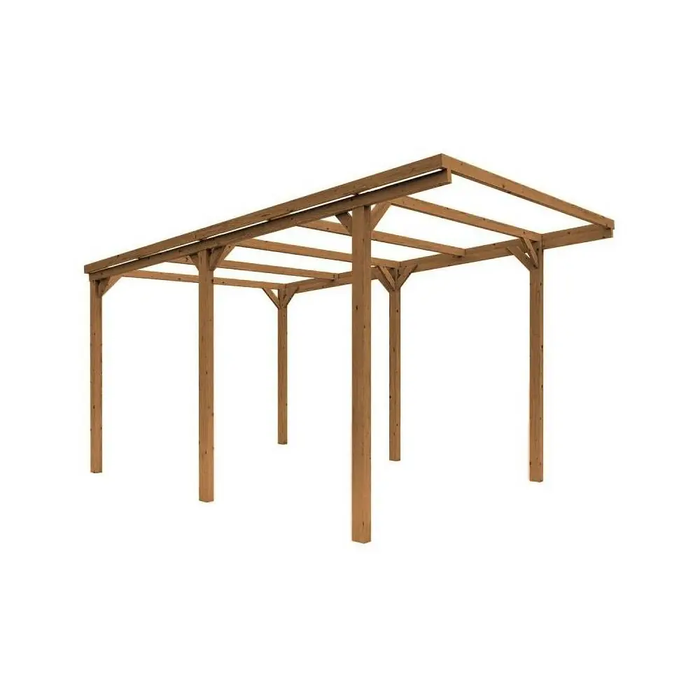 Pérgola de madera color castaño 3x5 CarPort para coche y sombra