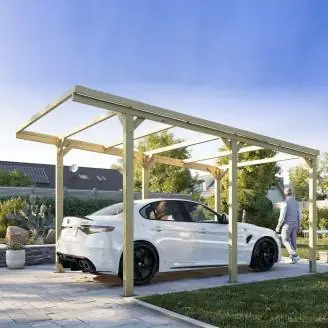 Pérgola de madera color castaño 3x5 CarPort para coche y sombra