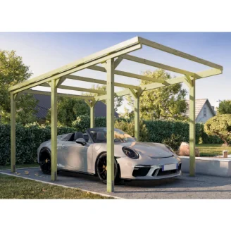 Pérgola de madera color castaño 3x5 CarPort para coche y sombra