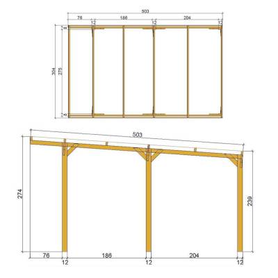 Pérgola de madera 3x5 CarPort para coche con cubierta de PVC antigranizo