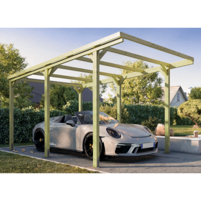 Pérgola de madera 3x5 CarPort para coche con cubierta de PVC antigranizo