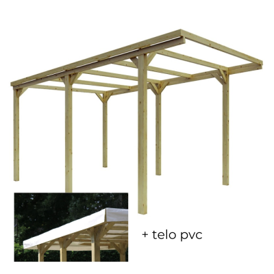 Pérgola de madera 3x5 CarPort para coche con cubierta de PVC antigranizo