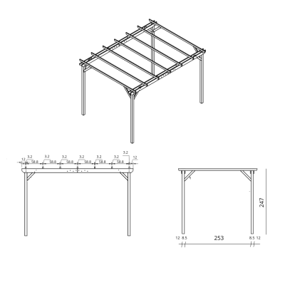 Pérgola de Madera 3x4 para Exteriores y Jardines en madera de conífera impregnada en autoclave