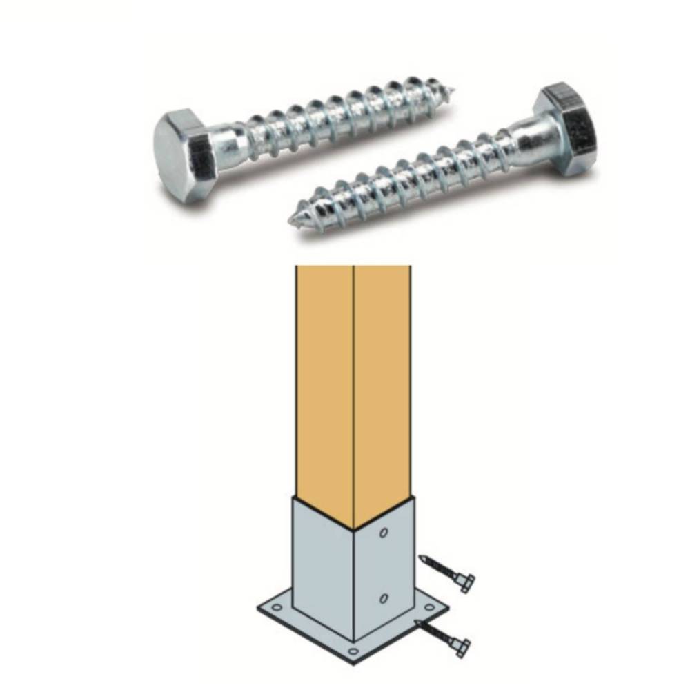 Kit de 2 tornillos mordedores para anclaje a poste 7x7 cm