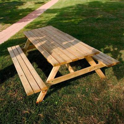 Muebles de exterior - Juego de mesa de picnic al aire libre con banco en L...