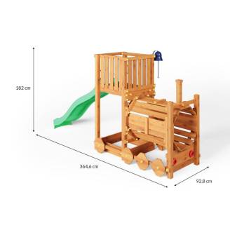 Tren Parque de Juegos de Madera Fungoo Loco con Tobogán Color Teca