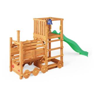 Tren Parque de Juegos de Madera Fungoo Loco con Tobogán Color Teca