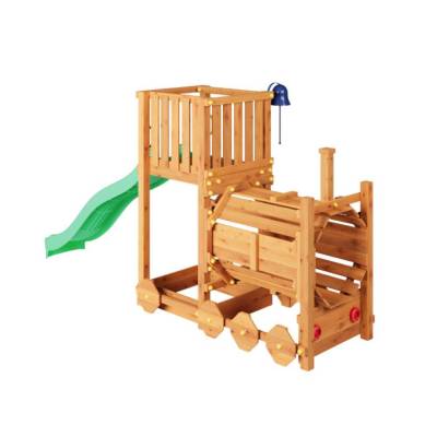 Tren Parque de Juegos de Madera Fungoo Loco con Tobogán Color Teca